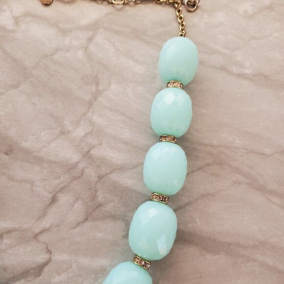 💙 J.Crew Ice Blue Jumbo Beads Beaded Rhinestones Pave Strand Necklace 💙 - Picture 5 of 10